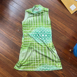 Vintage Geometric Green Mini Dress